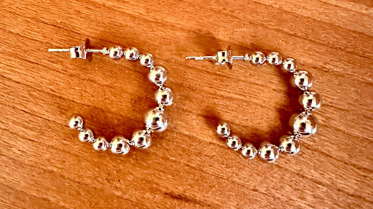 Pendientes Aros Esferas Mini Plateados