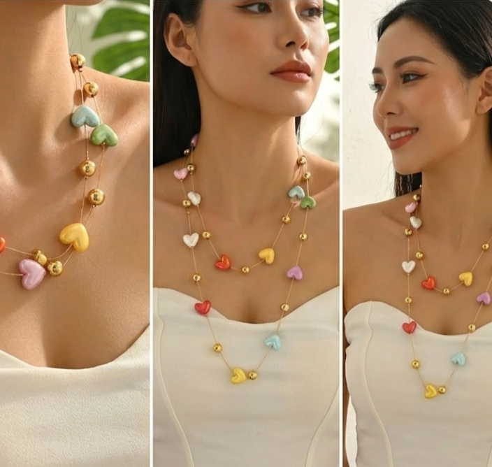 Collar- Gargantilla Corazones Pop-Art