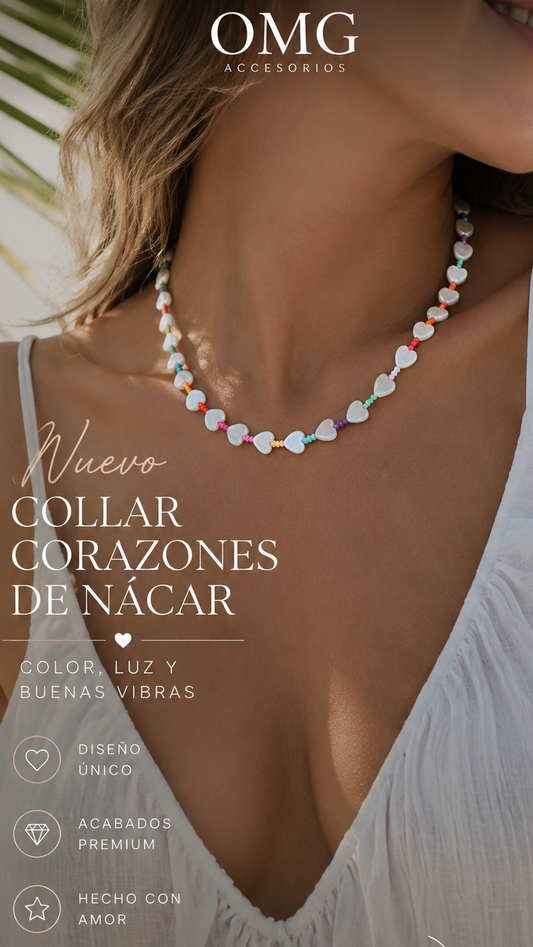 Collar hearts y flúor de nácar
