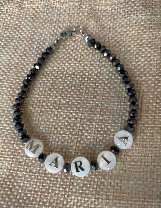 Pulsera Personalizada de Hematites con Nombre o Iniciales