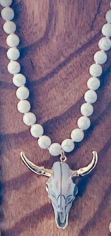 Collar Largo Boho Blanco | Piedras Naturales y Colgante
