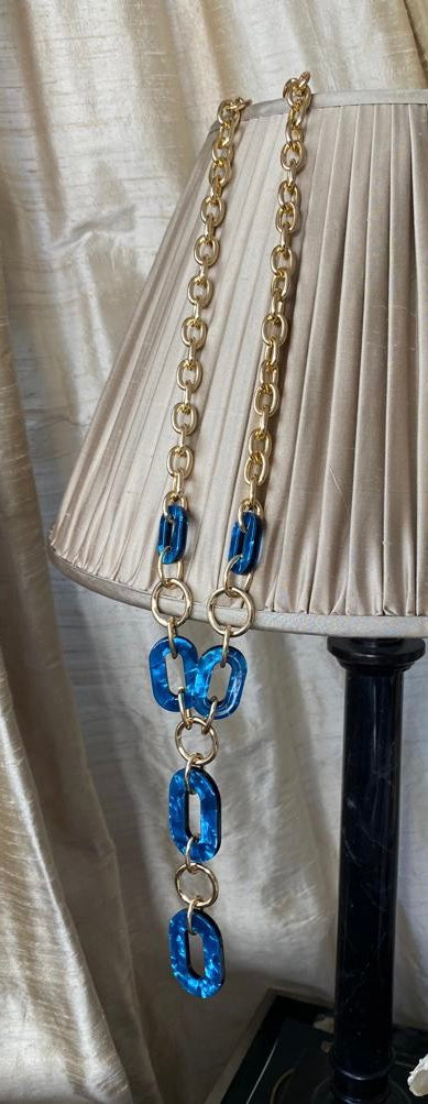Collar de eslabones azulones carey y dorado